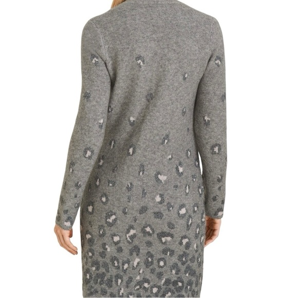 Chico gray and white cheetah metallic print cardigan sweater - Picture 2 of 14